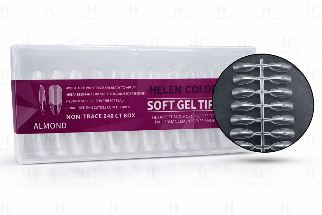 Hwhzj-008 ( Unha Postiça Almond C/ Base Fosca - Soft Gel)